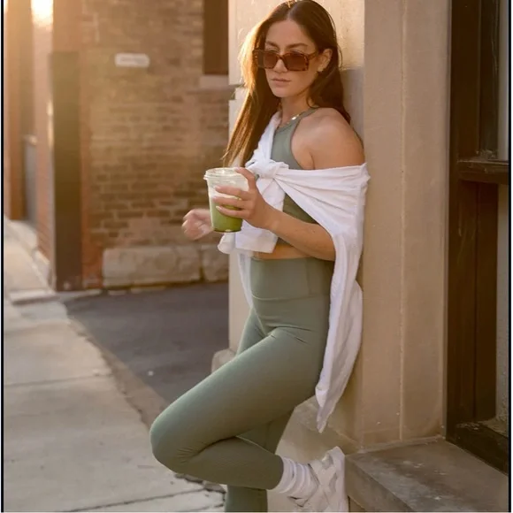 Erin Oprea Basics - Dark Sage Ribbed Workout Set - Picture 3 of 14